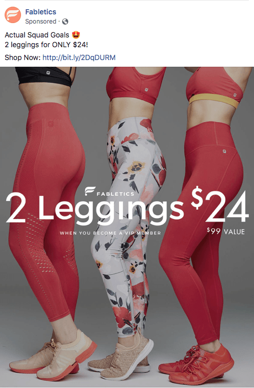 facebook leggings ad example