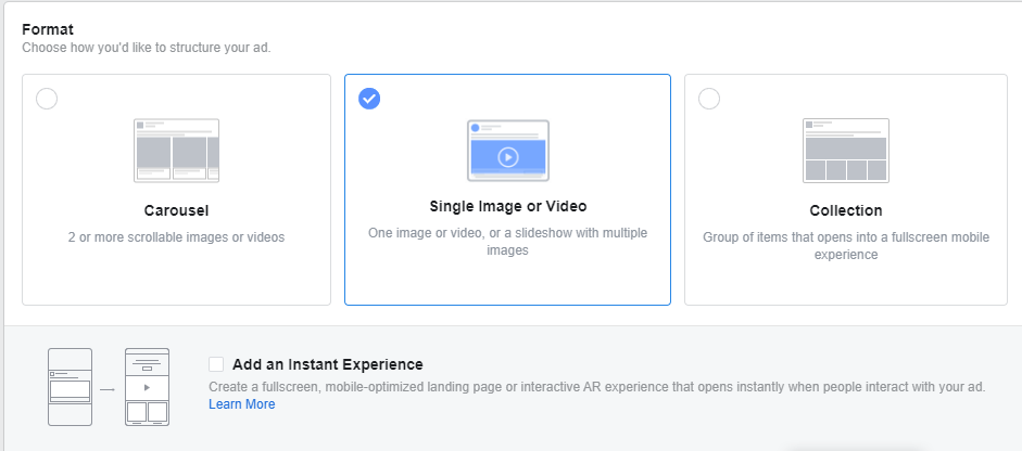 facebook ad format