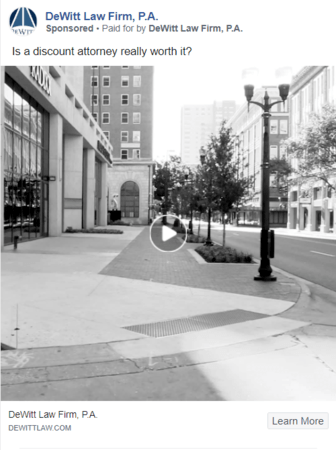 A video Facebook ad for a lawyer
