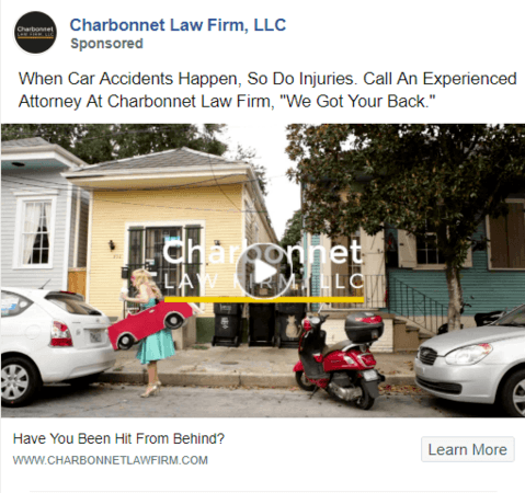 Facebook advertising for lawyers ad example