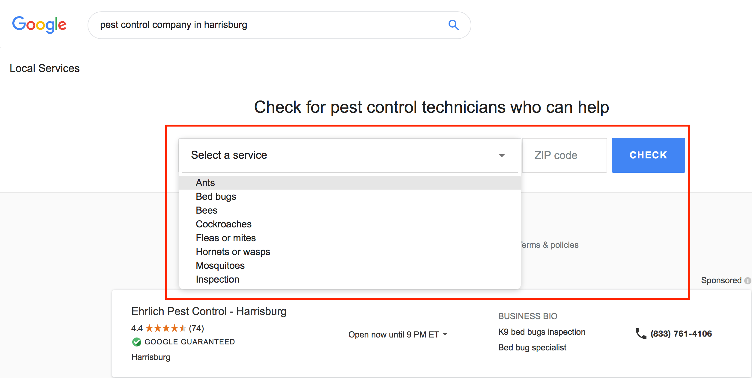 filtering pest control companies