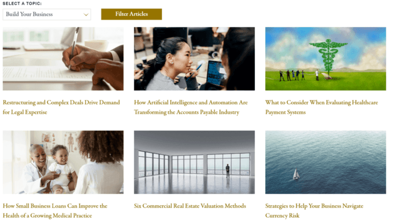 Financial content marketing example