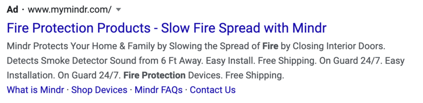 fire protection products ppc ad