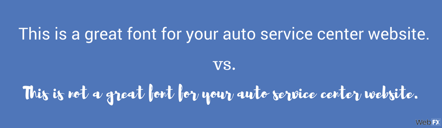 Example of good versus bad font