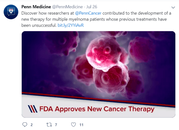Healthcare social media marketing example of educational content