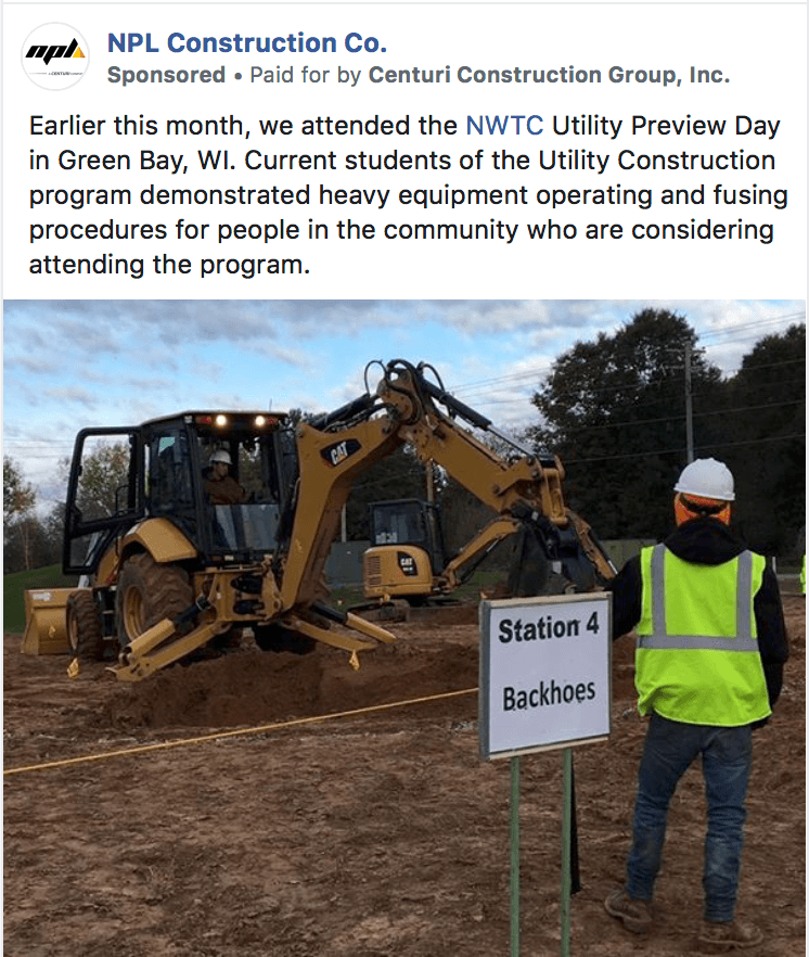heavy equipment facebook ad