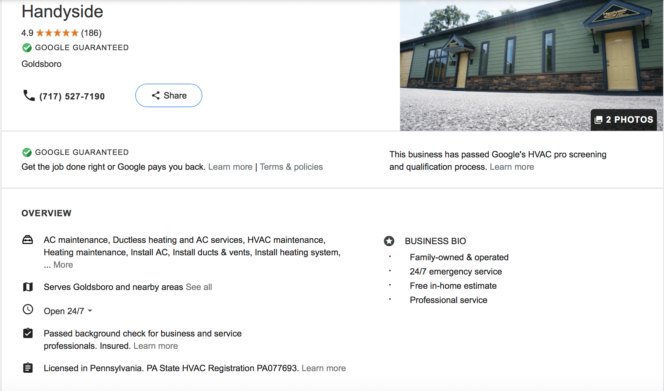 listing info