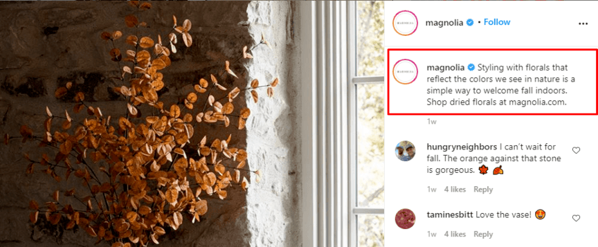 Interior design showing brand voice example