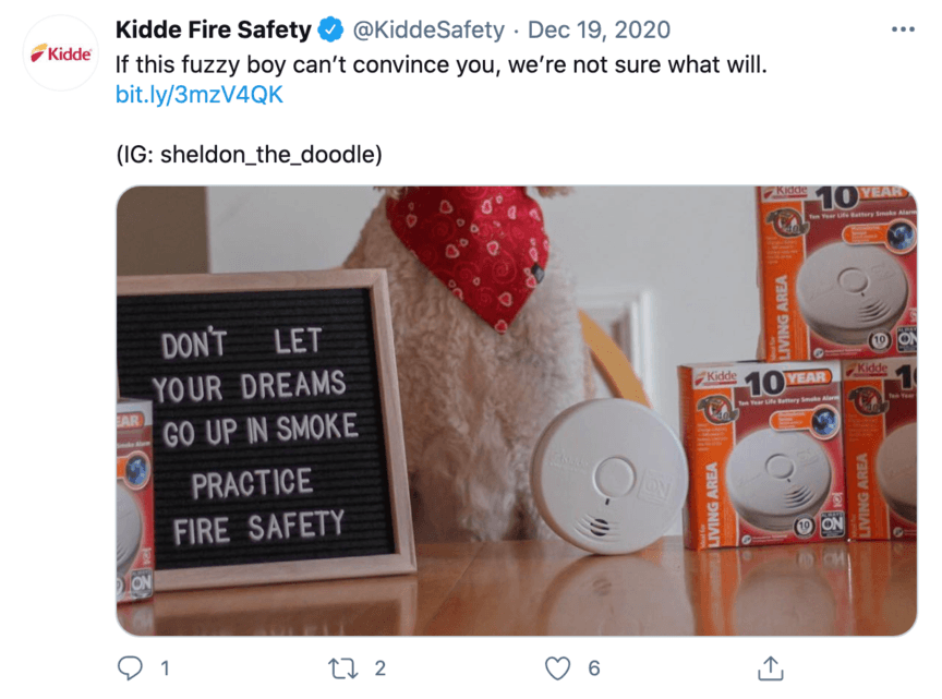 kidde fire safety twitter post