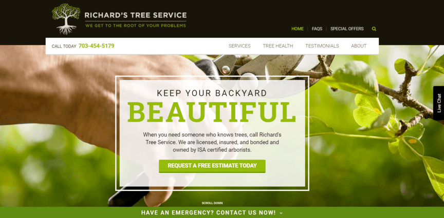 Landscape web design example