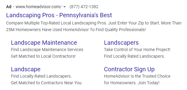 landscaping ad ppc