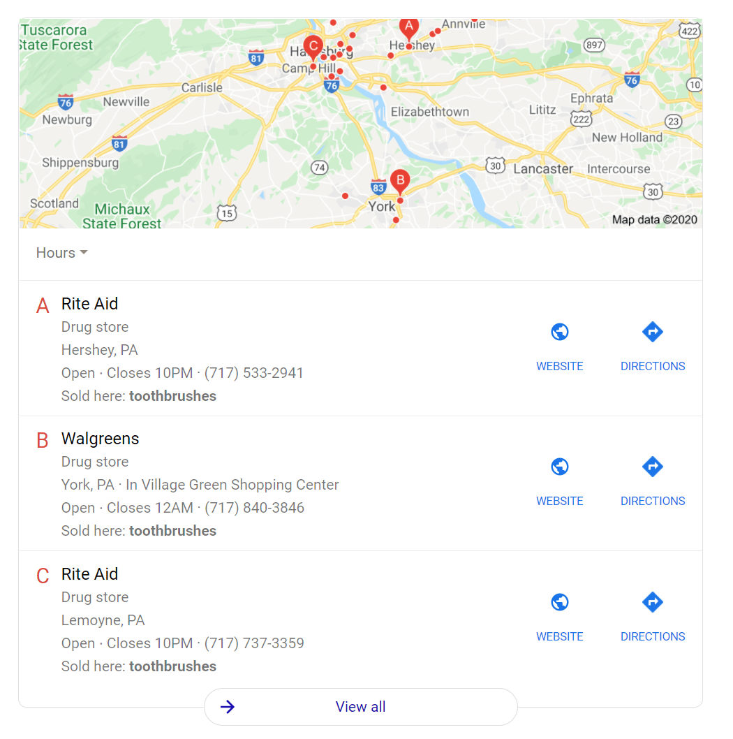 Local SEO as a dental marketing idea: Google My Business listings for local pharmacies