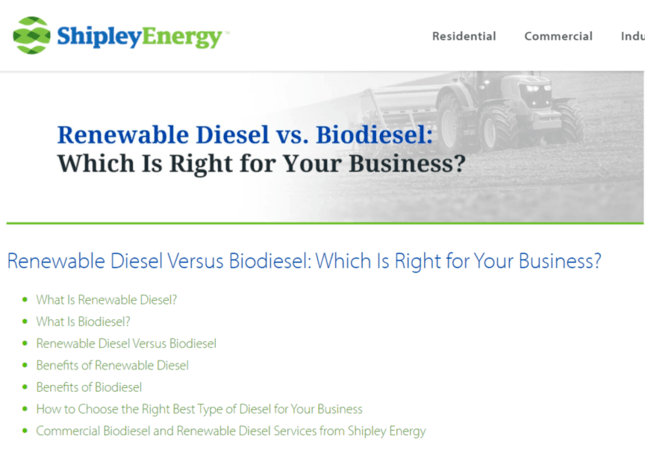 Manufacturing web design example of audience-first design