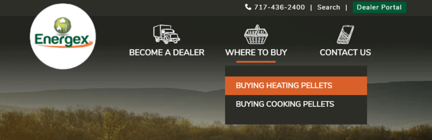 Manufacturing web design example of ease of choice