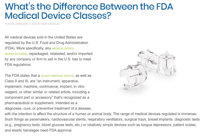 Medical device marketing informational content example