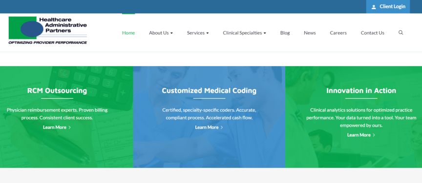 Medical website design example