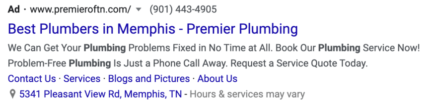 memphis plumbers ppc