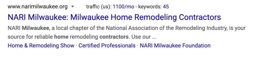 contractor seo result