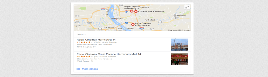local search results for movie theaters