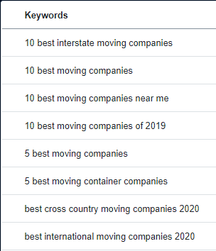 moving companies keywords