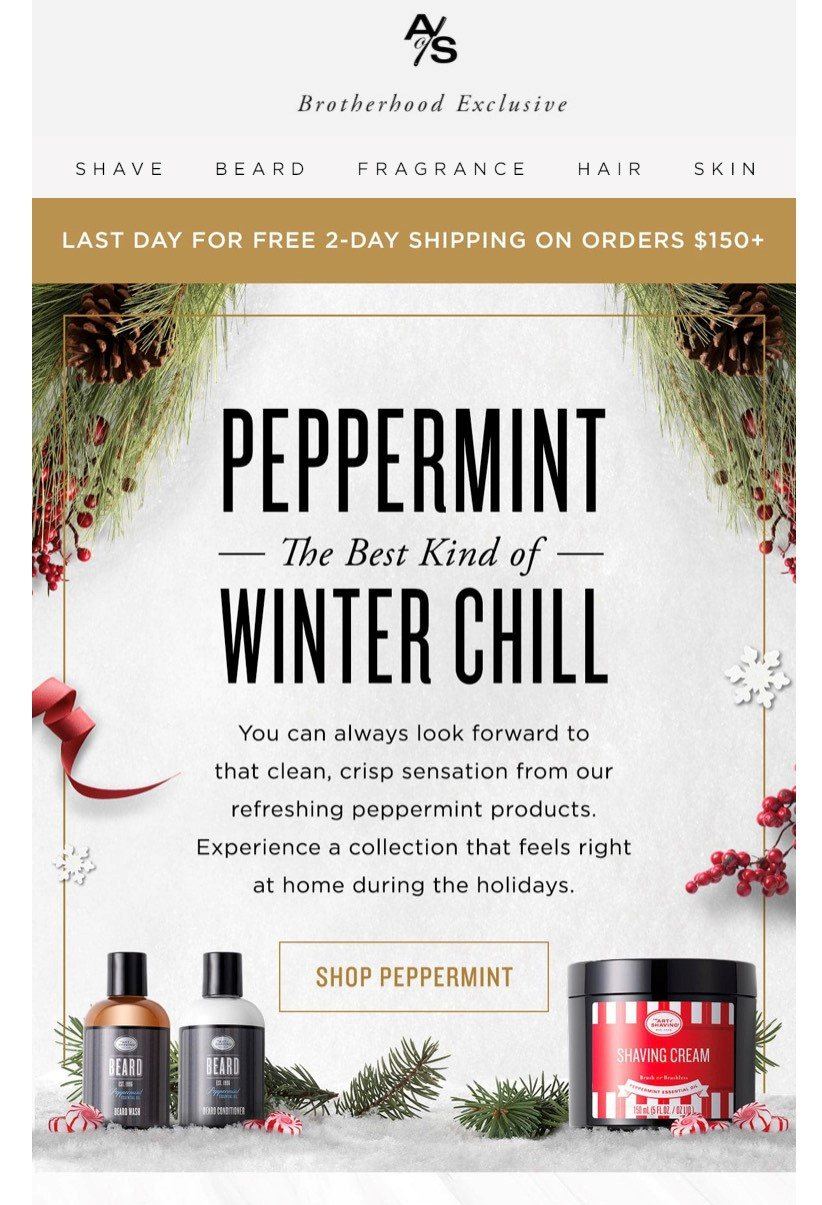 Art of Shaving email with products