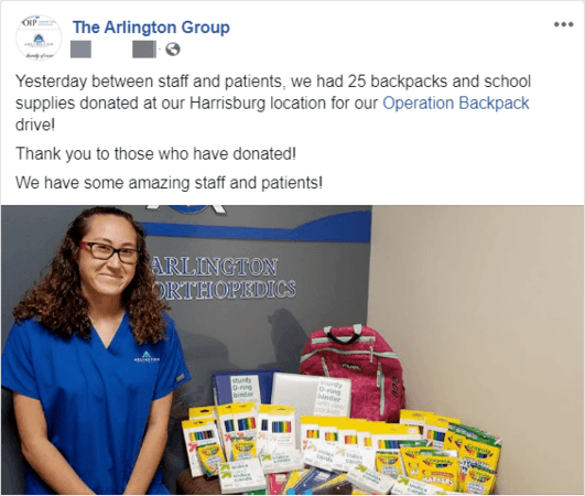 Orthopedic social media volunteer post