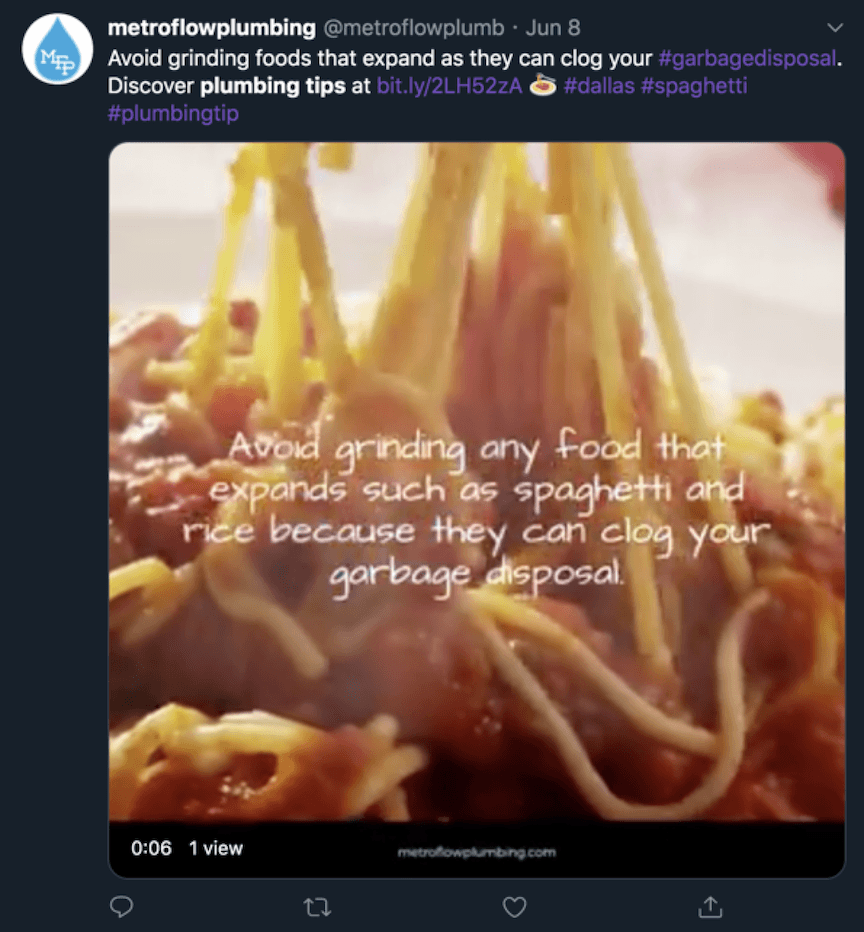 tweet from a plumbing company