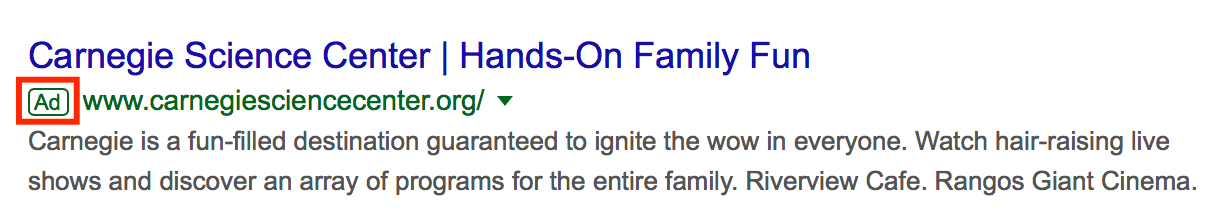 example of a ppc ad for museums