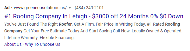 ppc ad roofing