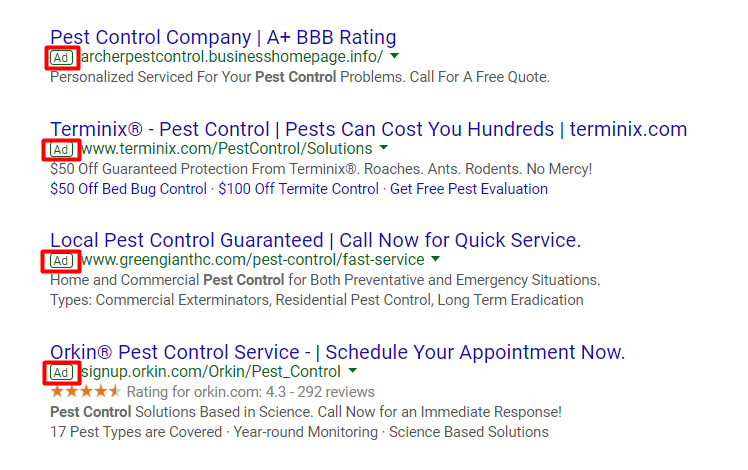 example of pest ppc ad