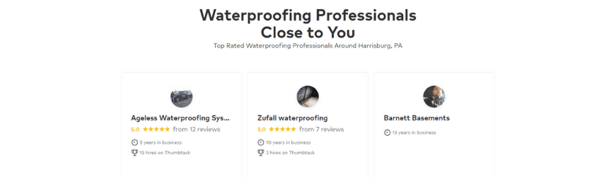 An example of search results on Thumbtack