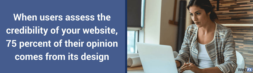 A statistic on how web design influences company credibility
