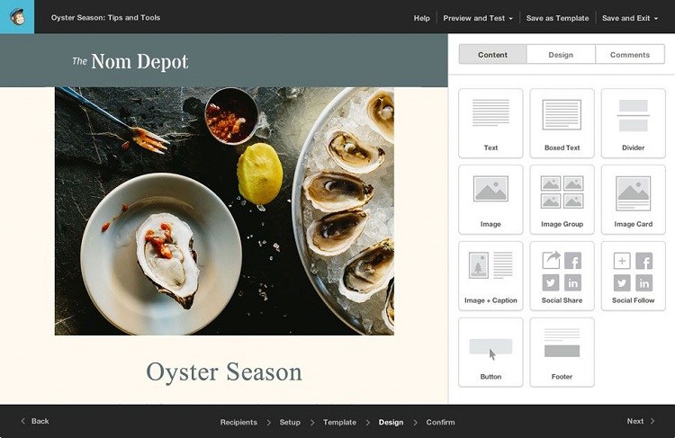 MailChimp drag and drop email designer