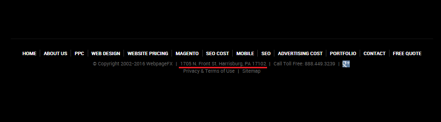 NAP Info in Footer