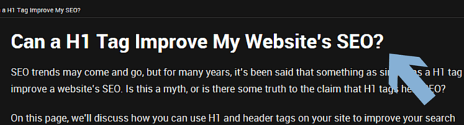 The H1 tag from this page