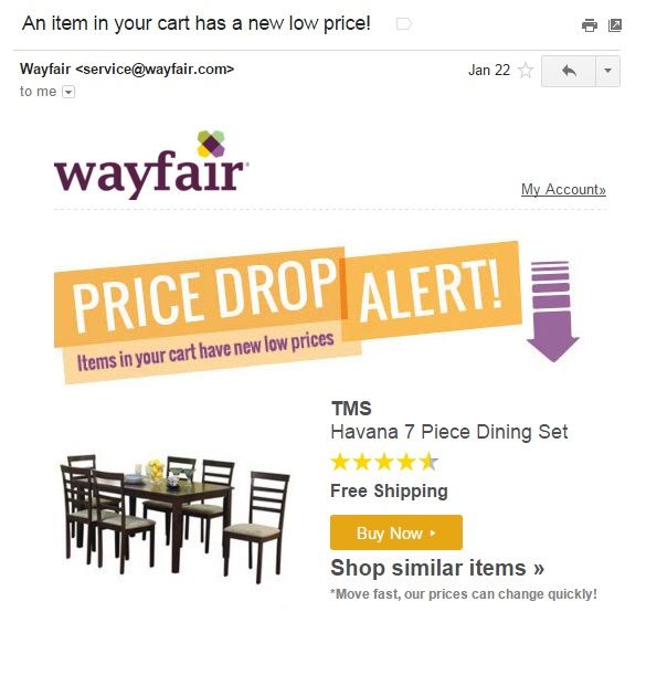 wayfair abandoned cart