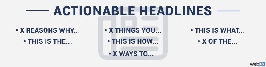 list of actionable headlines