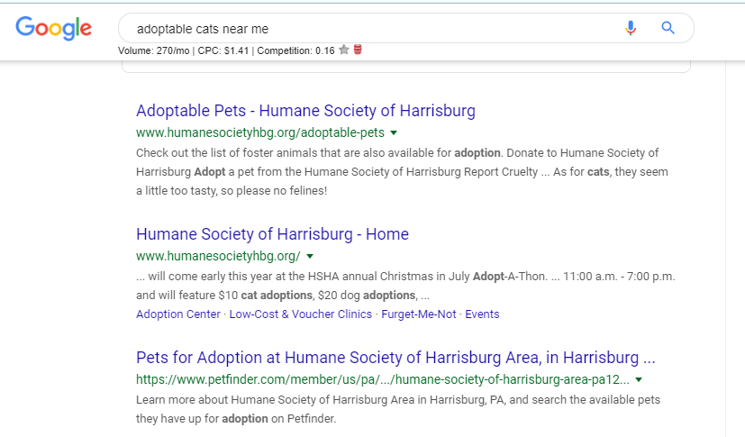 example of where you can show up in search with an seo strategy