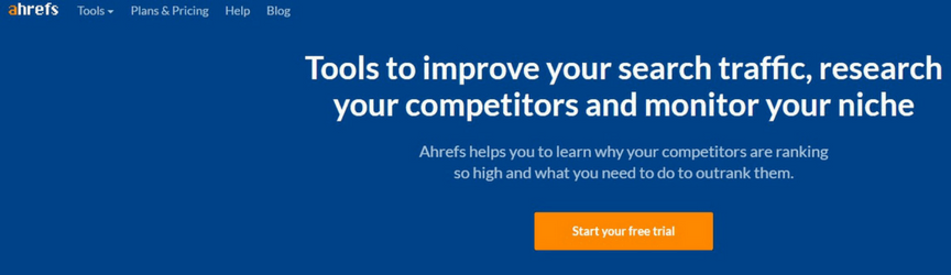 screenshot of ahrefs website
