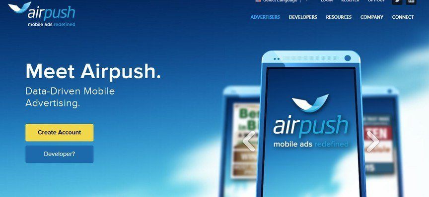 captura de pantalla de airpush