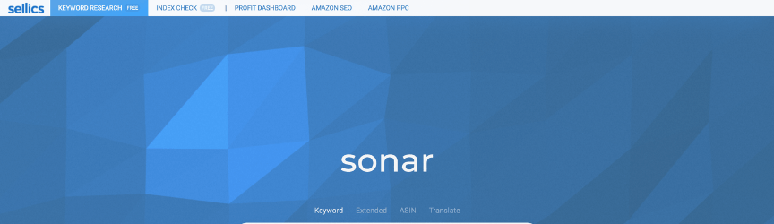 Sonar主页的屏幕快照，这是一种用于关键词研究的亚马逊工具