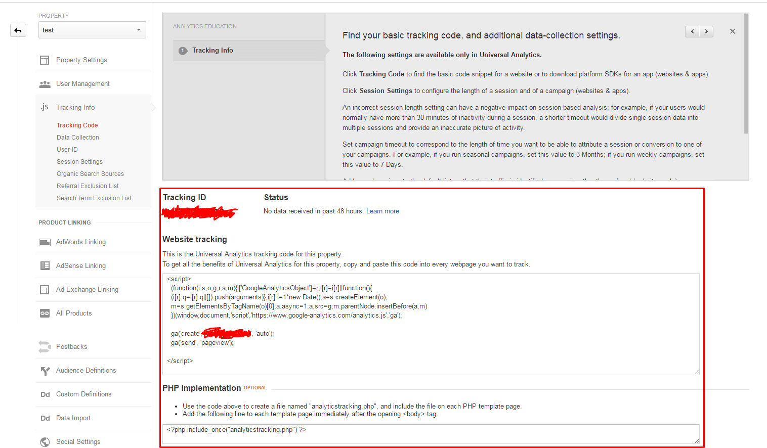 How to find analytics tracking id