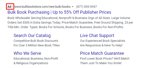 bookstore b2b ppc ad