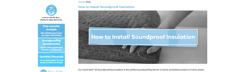 A screenshot of Soundproof Cow's blog