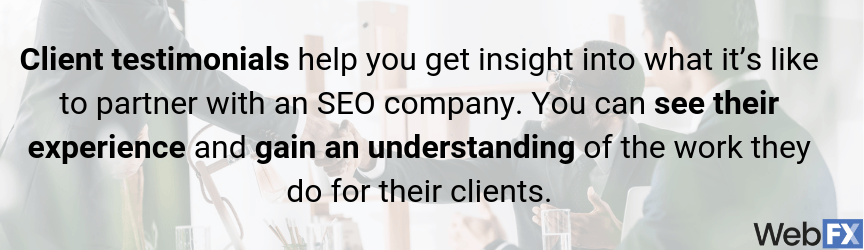 client testimonials for finding companies