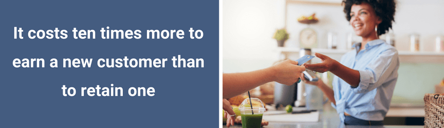 The average cost to earn a new customer versus retain one