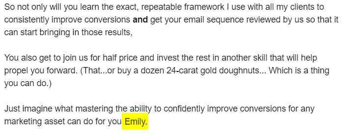 Example of personalized email