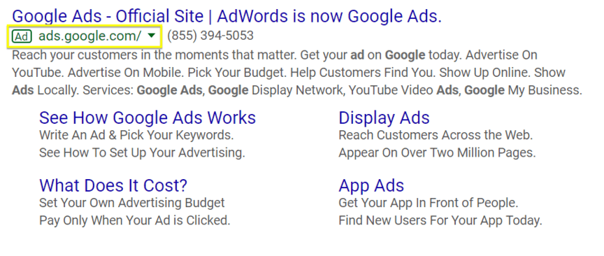example of google ad