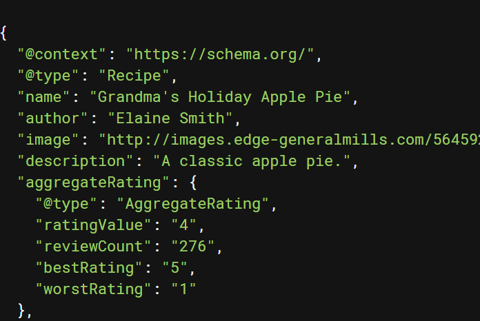 An example of structured data code