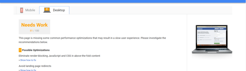 Screenshot of PageSpeed Tools Insights